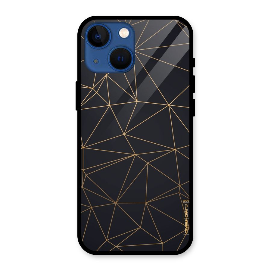 Black Golden Lines Glass Back Case for iPhone 13 Mini