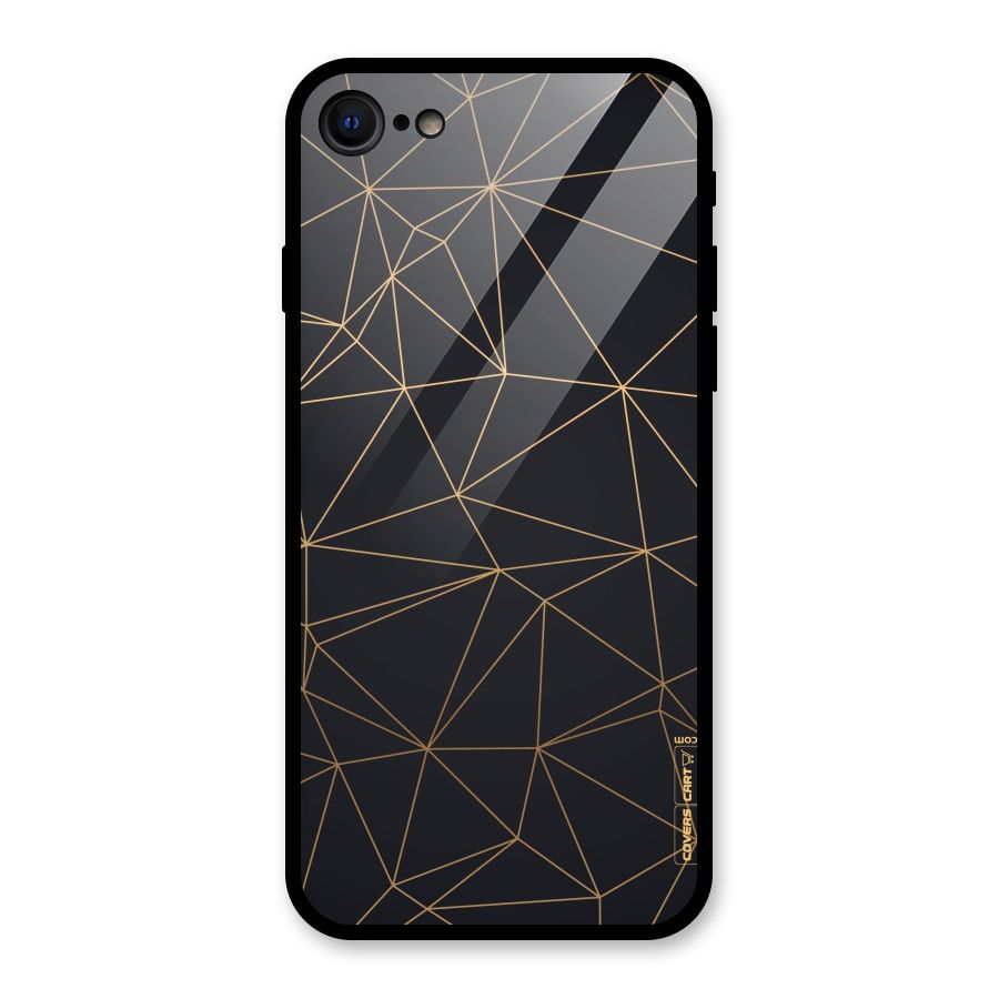 Black Golden Lines Glass Back Case for iPhone SE 2022