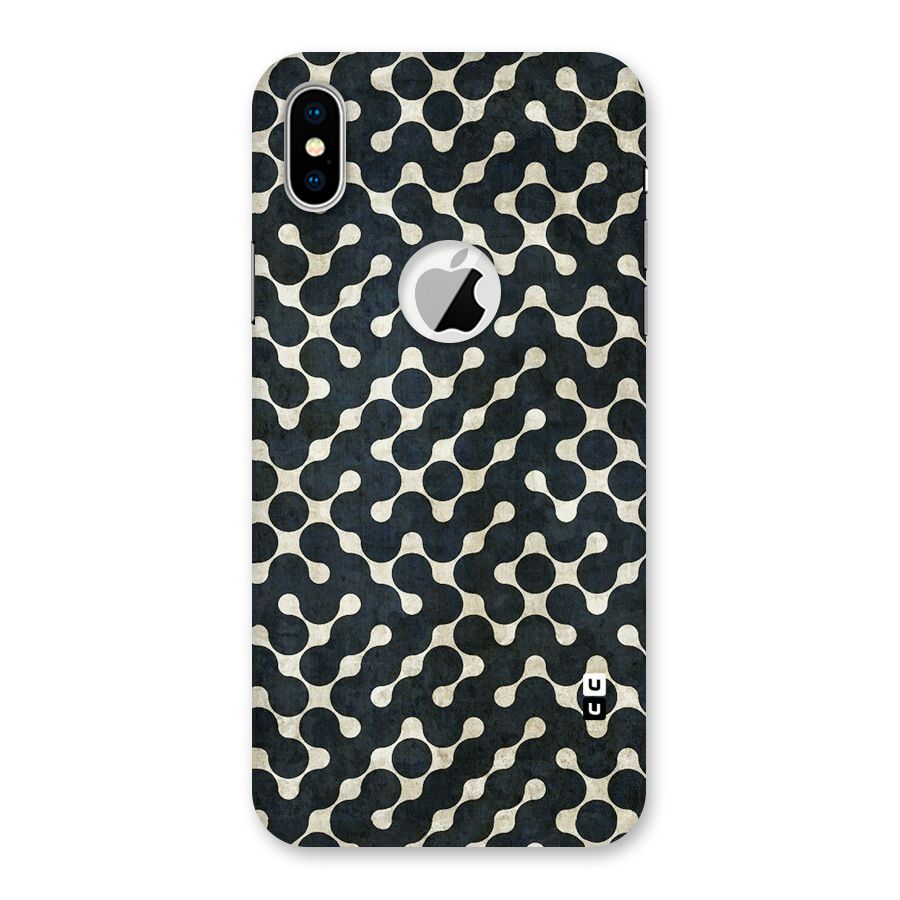 Black Maze Design Back Case for iPhone XS Logo Cut