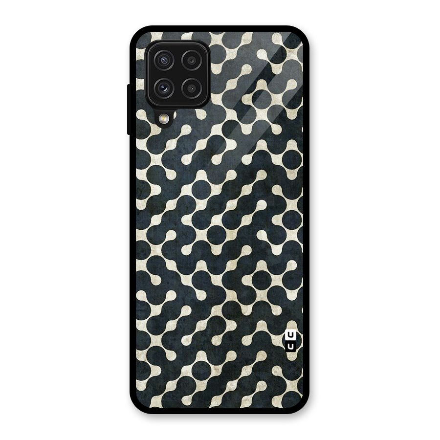 Black Maze Design Glass Back Case for Galaxy A22 4G