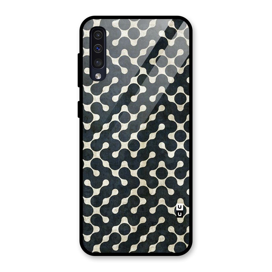 Black Maze Design Glass Back Case for Galaxy A30s