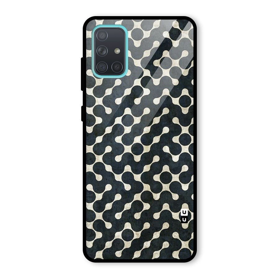 Black Maze Design Glass Back Case for Galaxy A71