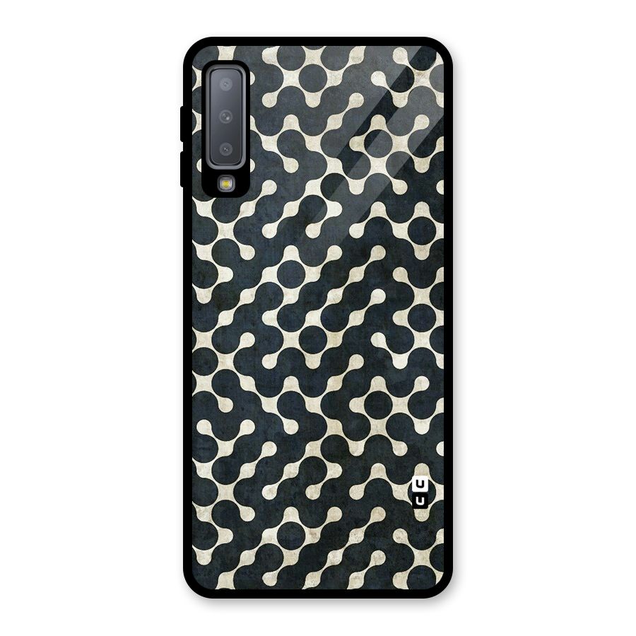 Black Maze Design Glass Back Case for Galaxy A7 (2018)