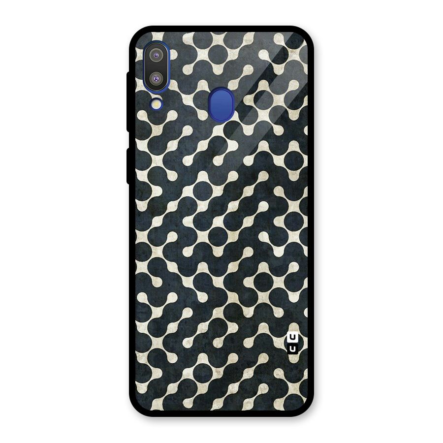 Black Maze Design Glass Back Case for Galaxy M20