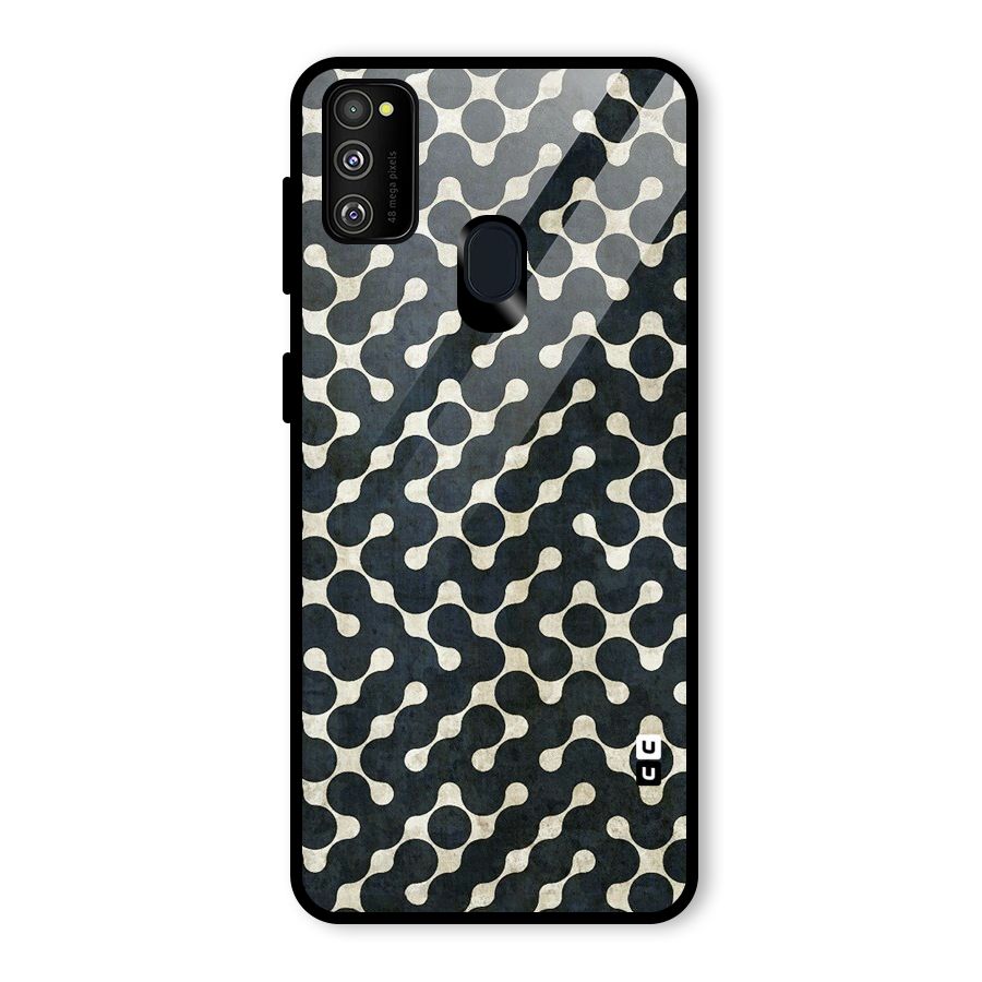 Black Maze Design Glass Back Case for Galaxy M30s
