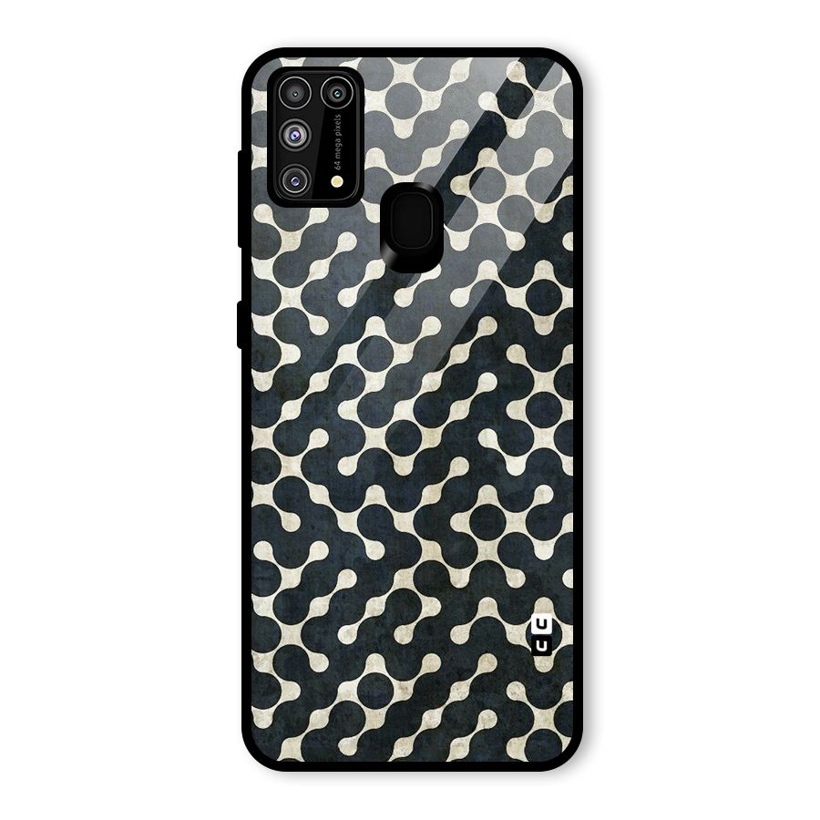 Black Maze Design Glass Back Case for Galaxy M31