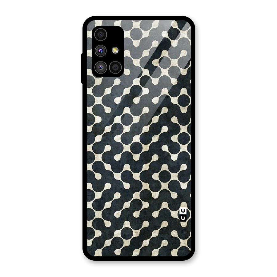 Black Maze Design Glass Back Case for Galaxy M51