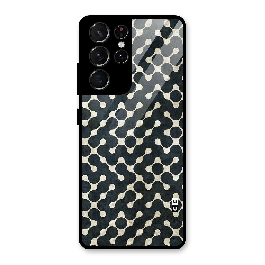 Black Maze Design Glass Back Case for Galaxy S21 Ultra 5G