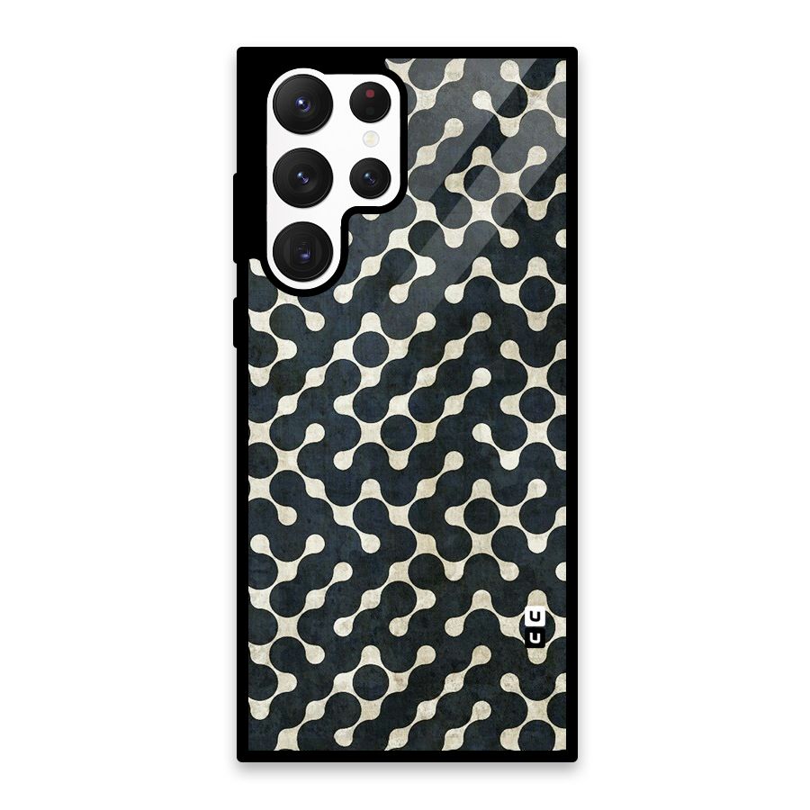 Black Maze Design Glass Back Case for Galaxy S22 Ultra 5G