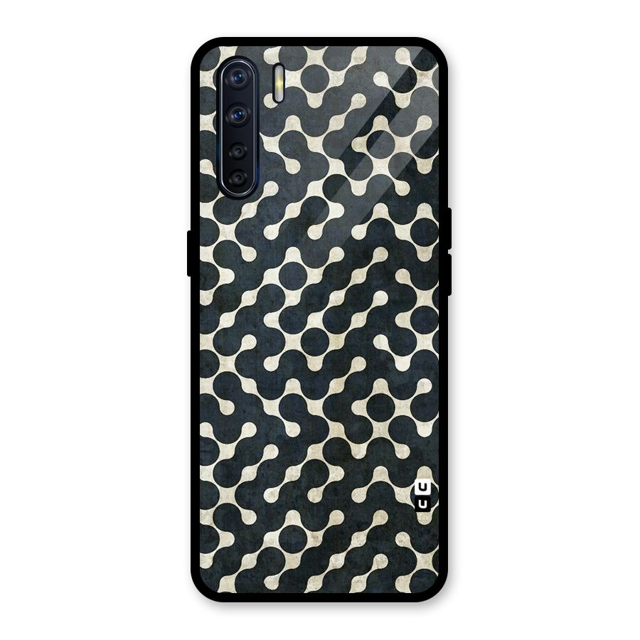 Black Maze Design Glass Back Case for Oppo F15