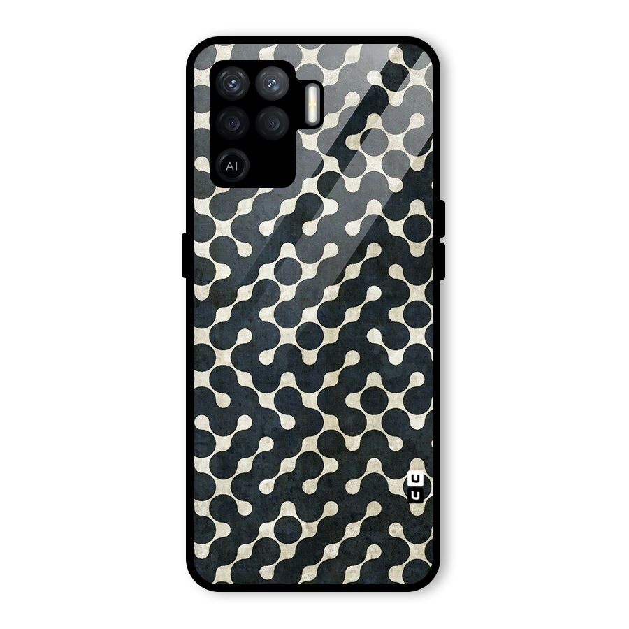 Black Maze Design Glass Back Case for Oppo F19 Pro