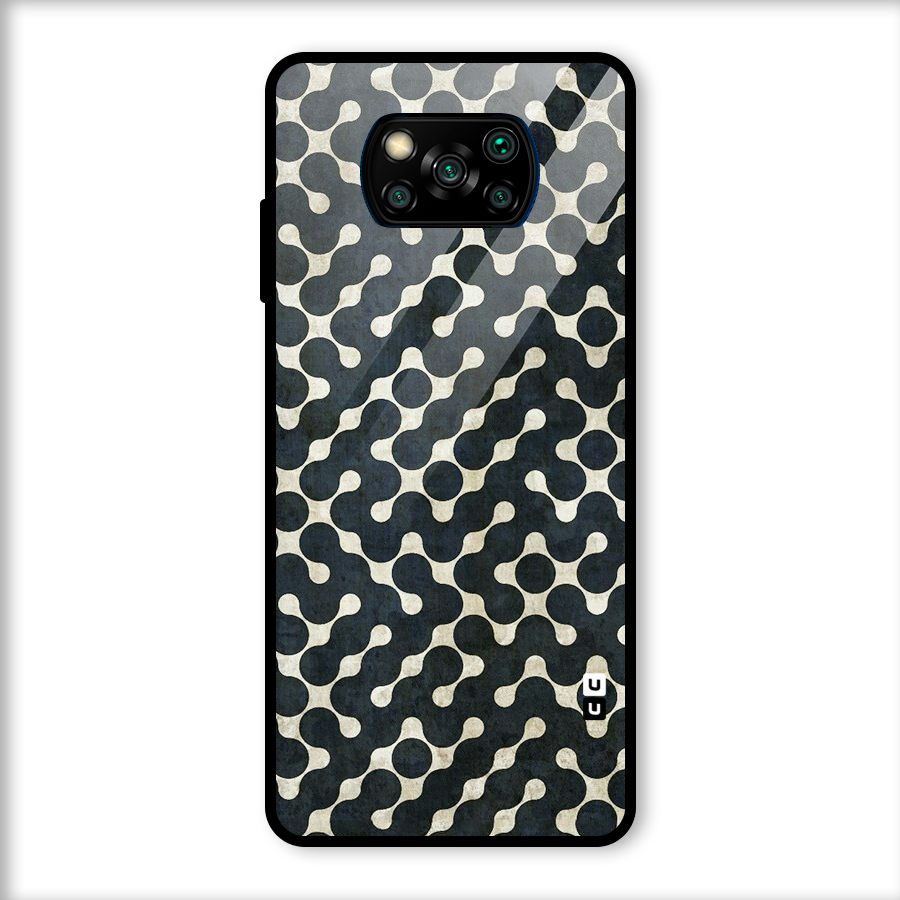 Black Maze Design Glass Back Case for Poco X3