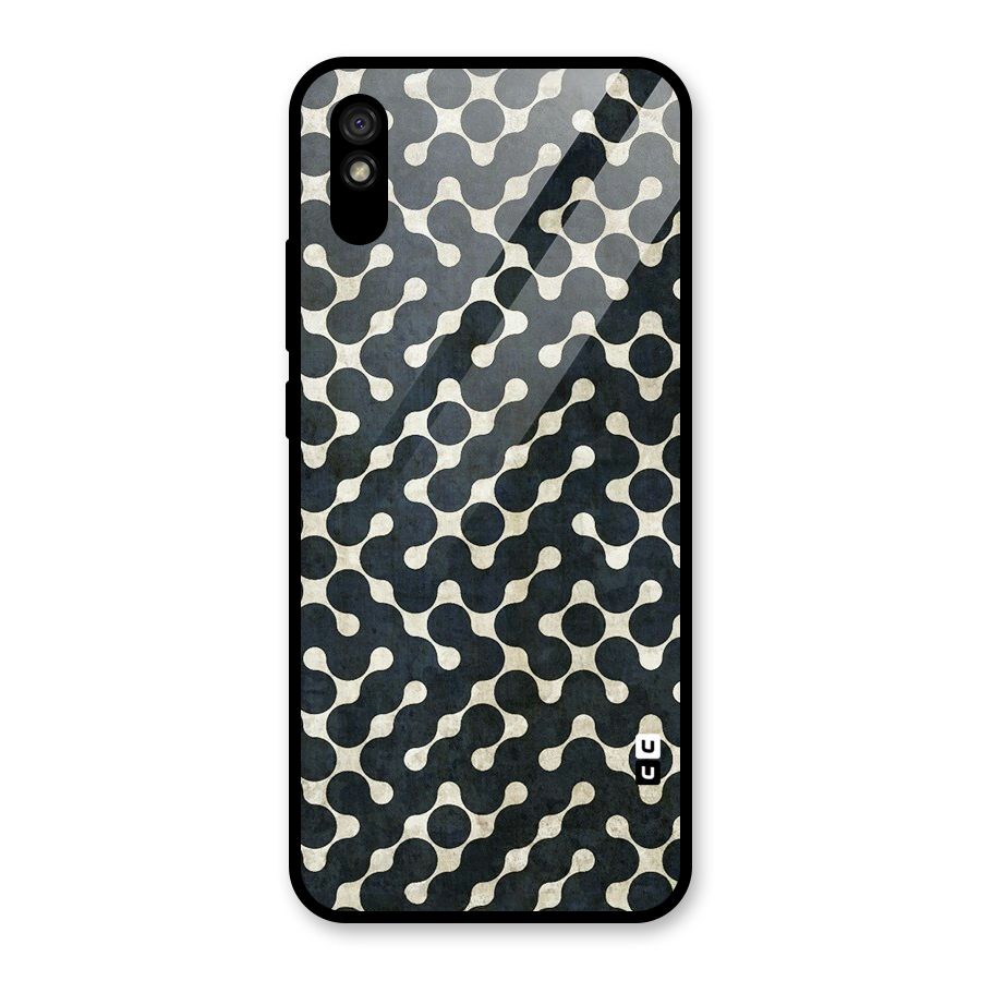 Black Maze Design Glass Back Case for Redmi 9A