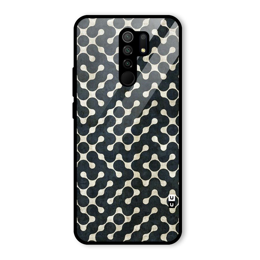 Black Maze Design Glass Back Case for Redmi 9 Prime