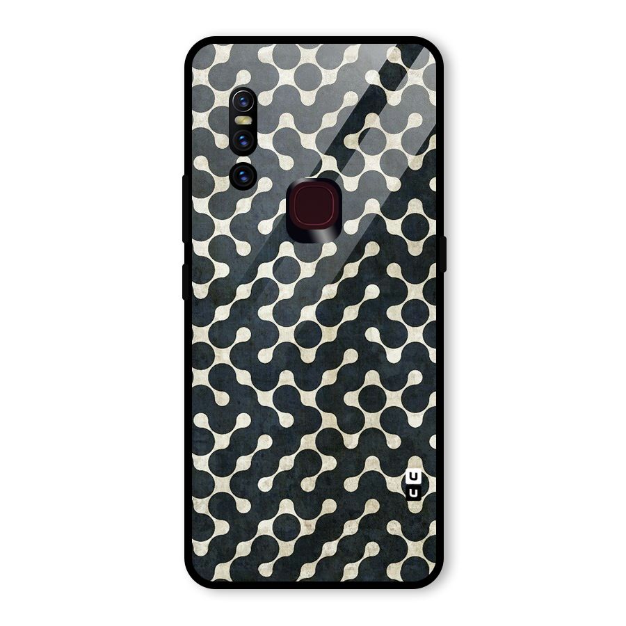 Black Maze Design Glass Back Case for Vivo V15