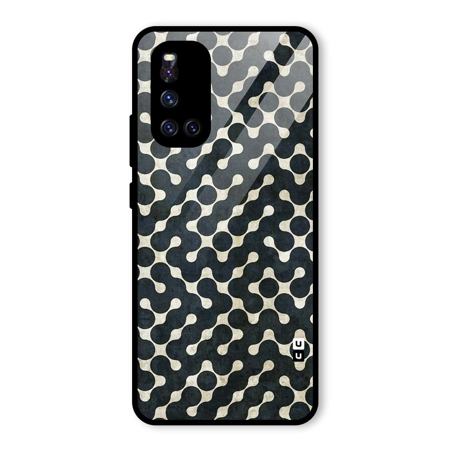 Black Maze Design Glass Back Case for Vivo V19