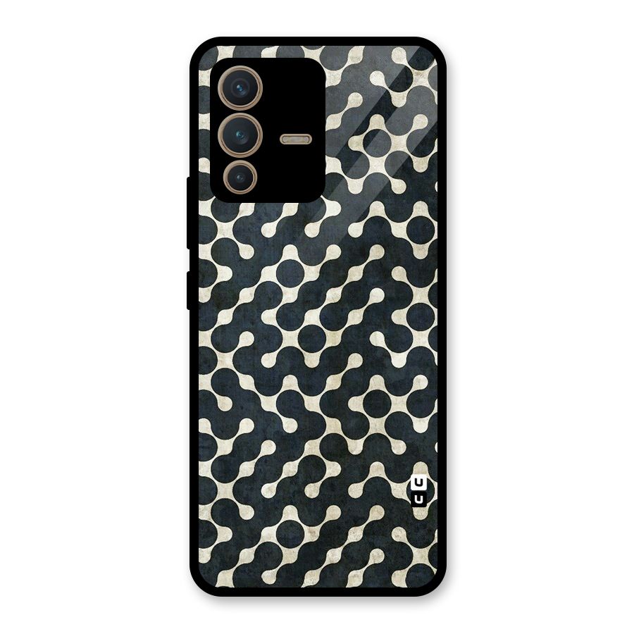 Black Maze Design Glass Back Case for Vivo V23 5G
