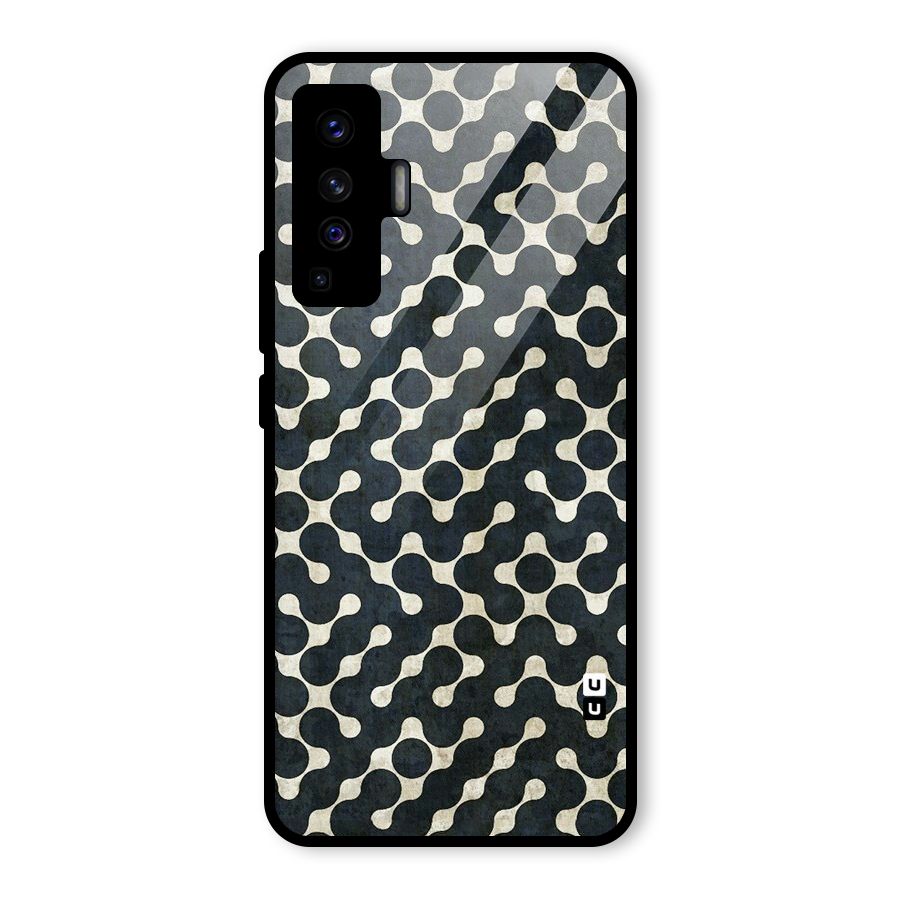 Black Maze Design Glass Back Case for Vivo X50
