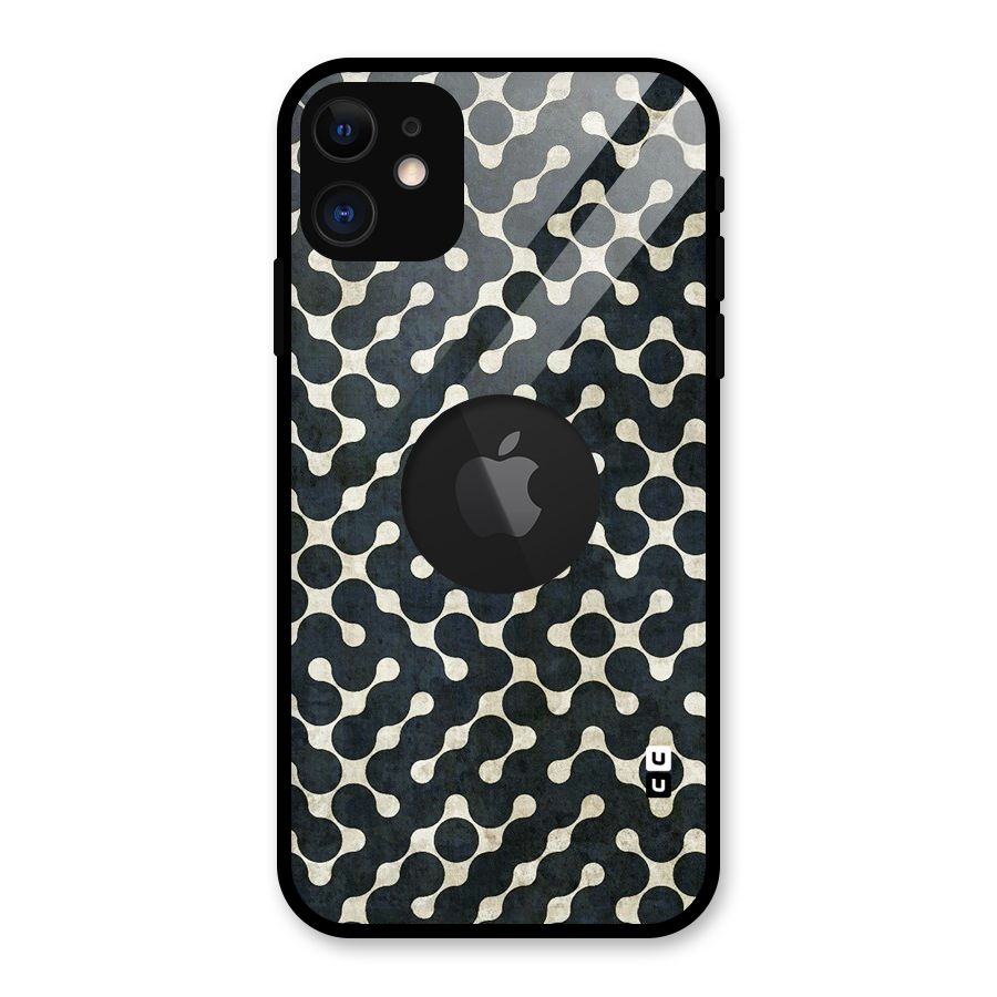 Black Maze Design Glass Back Case for iPhone 11 Logo Cut