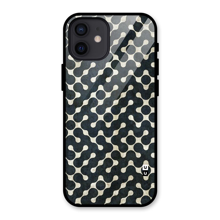 Black Maze Design Glass Back Case for iPhone 12