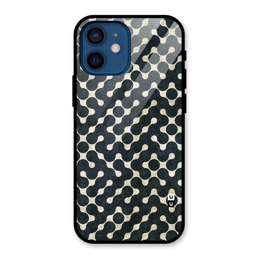 Black Maze Design Glass Back Case for iPhone 12 Mini