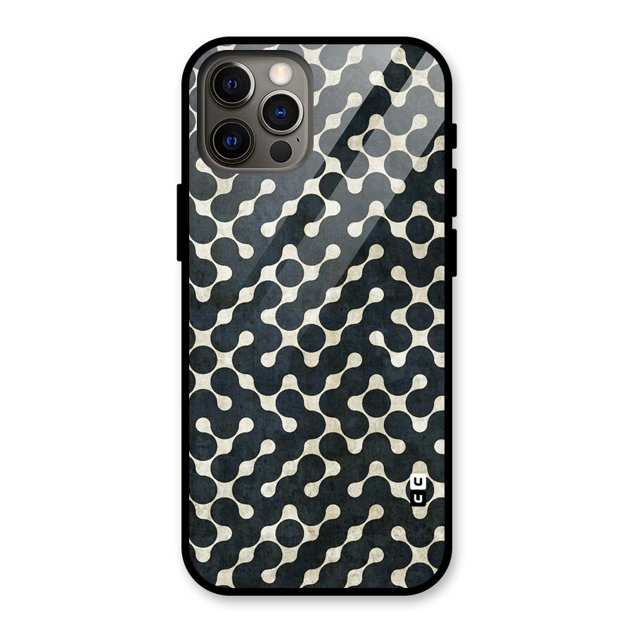 Black Maze Design Glass Back Case for iPhone 12 Pro