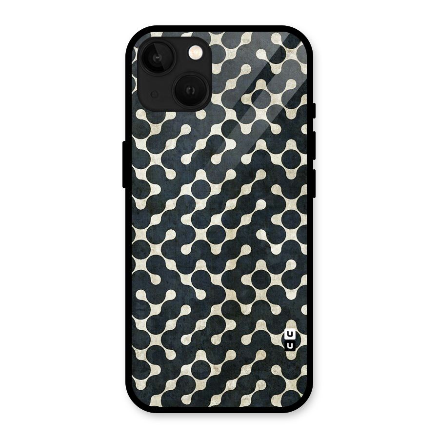 Black Maze Design Glass Back Case for iPhone 13