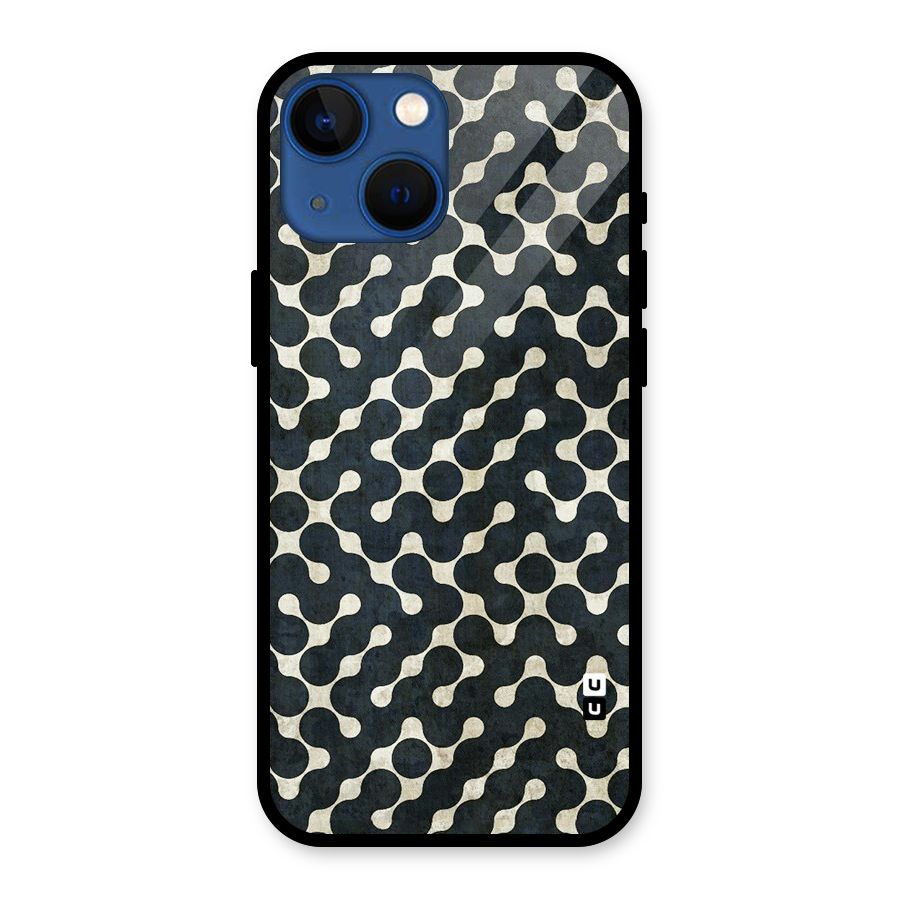 Black Maze Design Glass Back Case for iPhone 13 Mini