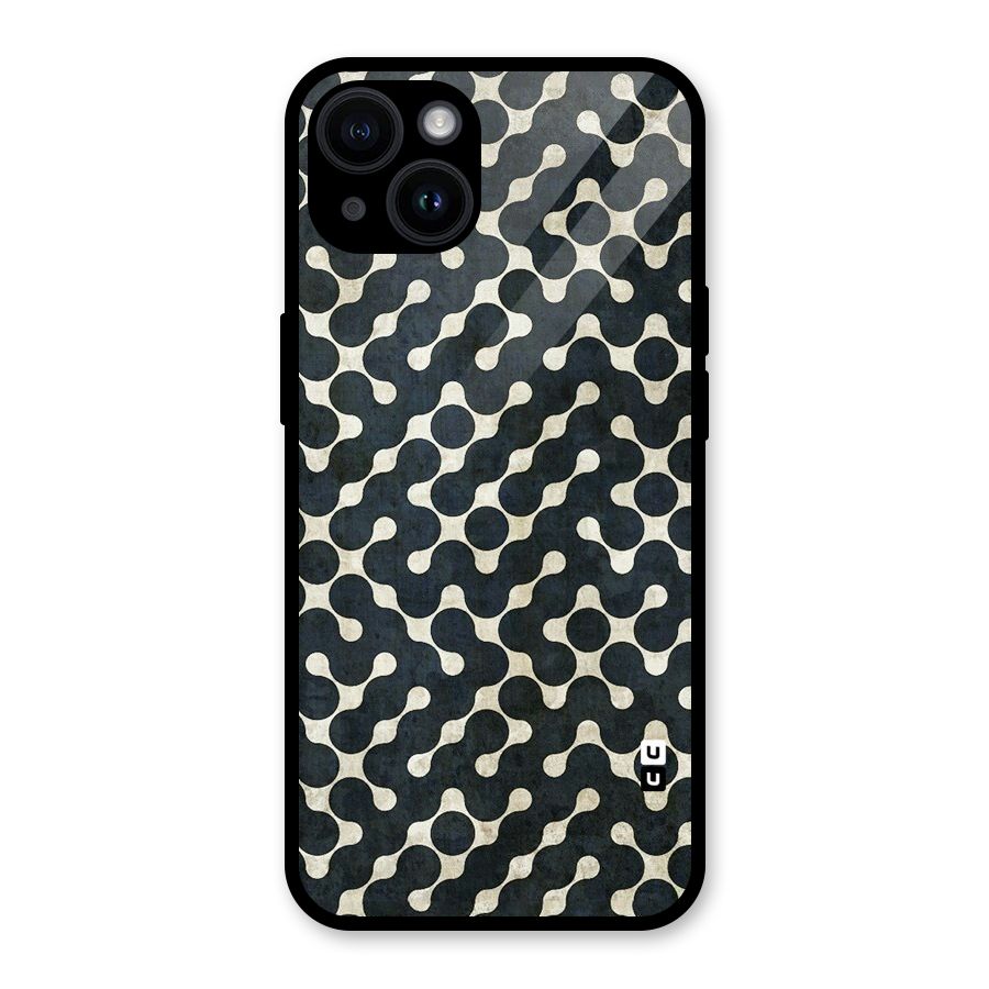 Black Maze Design Glass Back Case for iPhone 14