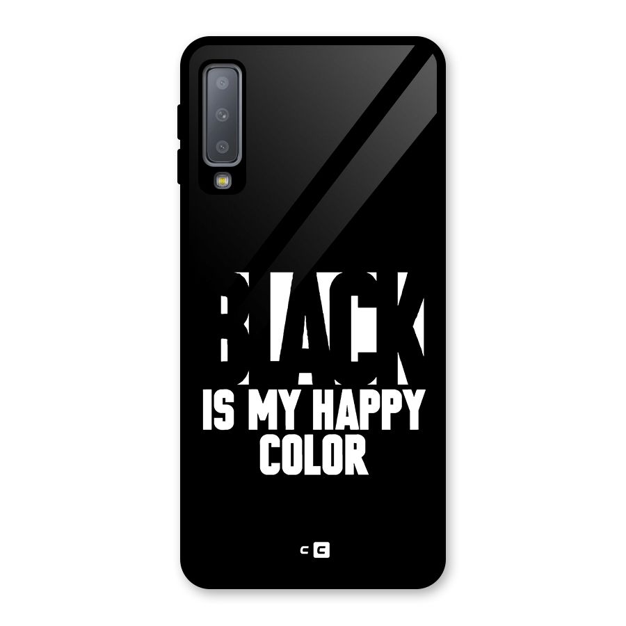 Black My Happy Color Glass Back Case for Galaxy A7 (2018)