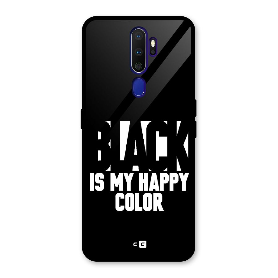Black My Happy Color Glass Back Case for Oppo A9 (2020)