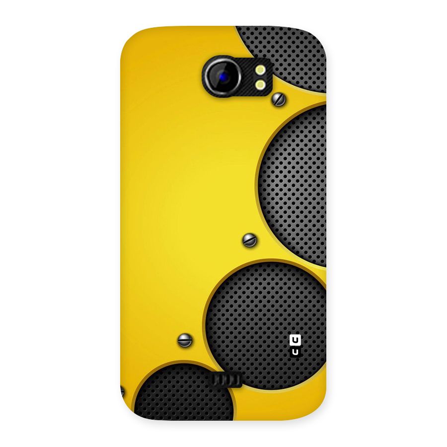 Black Net Yellow Back Case for Micromax Canvas 2 A110