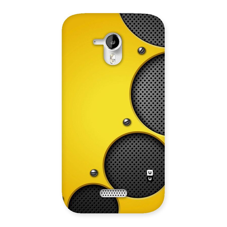 Black Net Yellow Back Case for Micromax Canvas HD A116