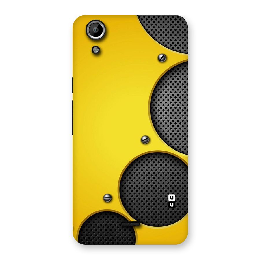 Black Net Yellow Back Case for Micromax Canvas Selfie Lens Q345