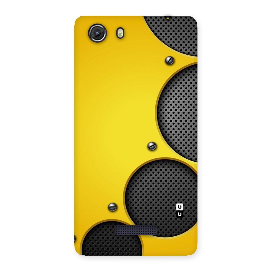 Black Net Yellow Back Case for Micromax Unite 3