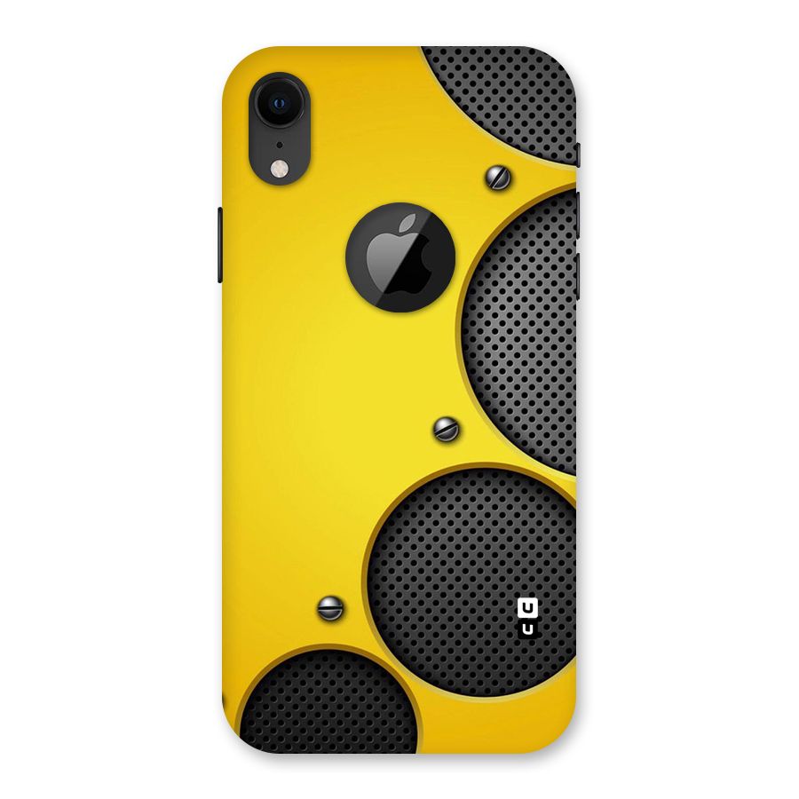 Black Net Yellow Back Case for iPhone XR Logo Cut