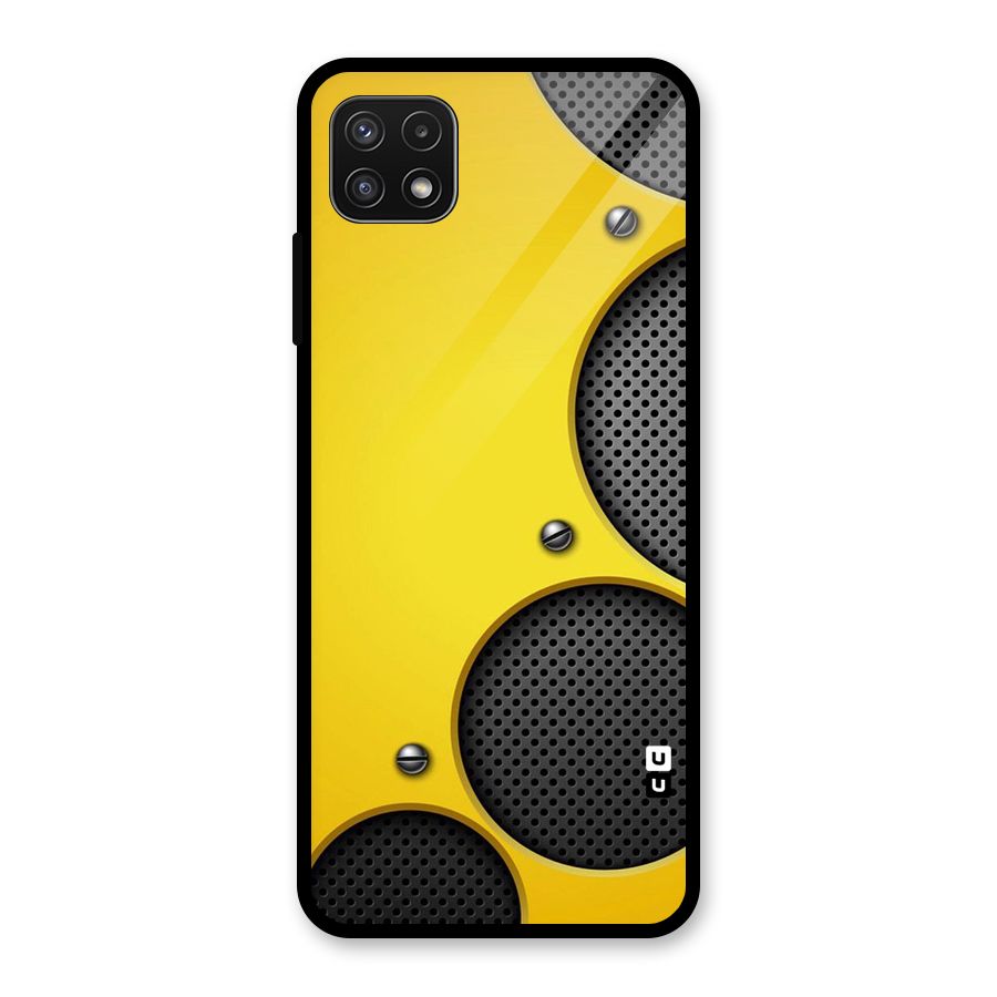 Black Net Yellow Glass Back Case for Galaxy A22 5G