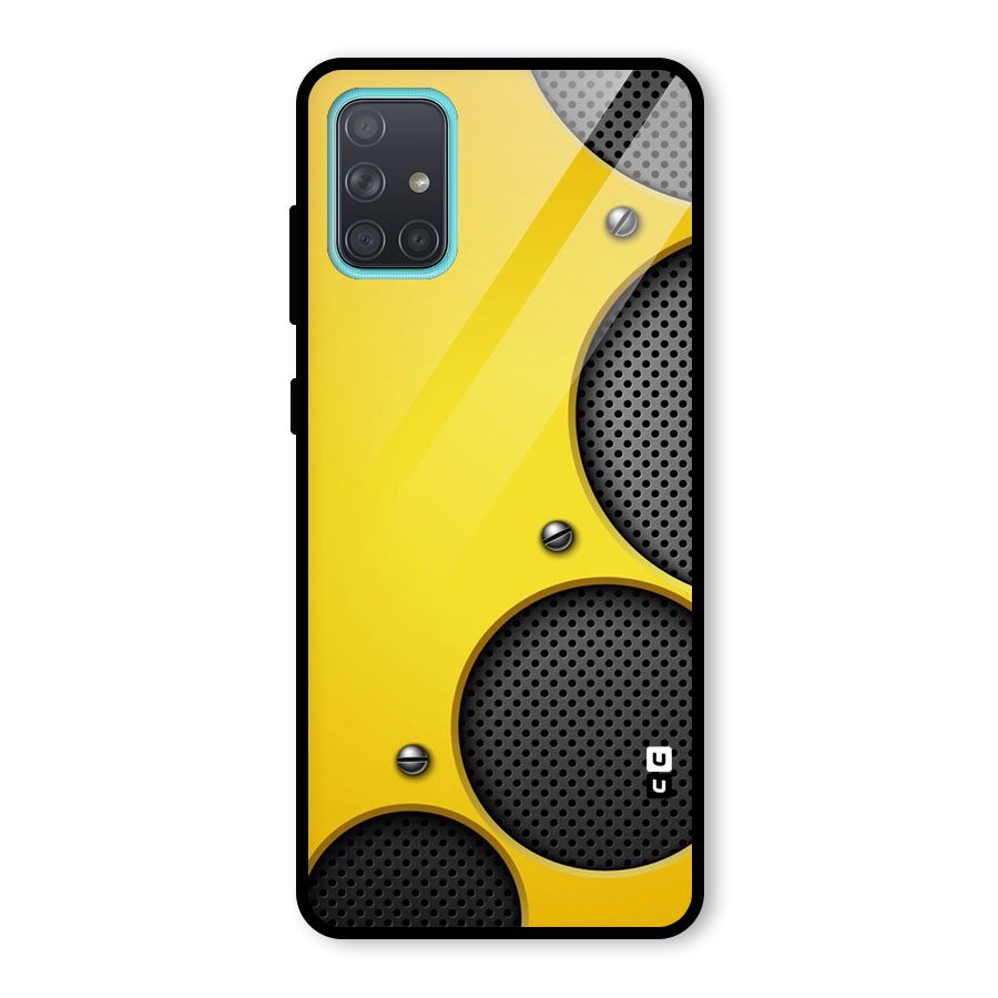 Black Net Yellow Glass Back Case for Galaxy A71