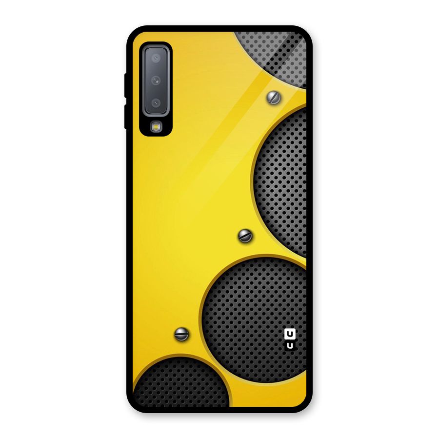 Black Net Yellow Glass Back Case for Galaxy A7 (2018)