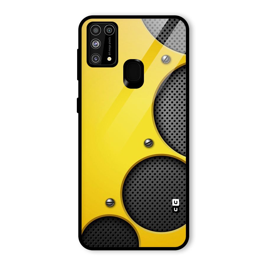 Black Net Yellow Glass Back Case for Galaxy F41
