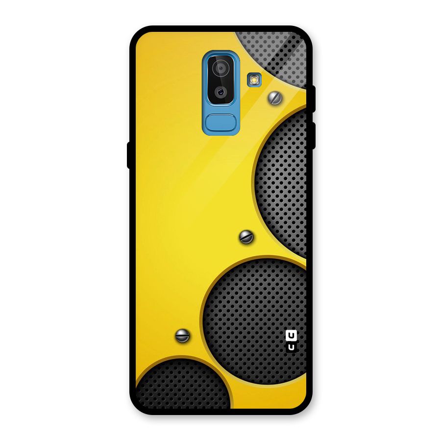 Black Net Yellow Glass Back Case for Galaxy J8