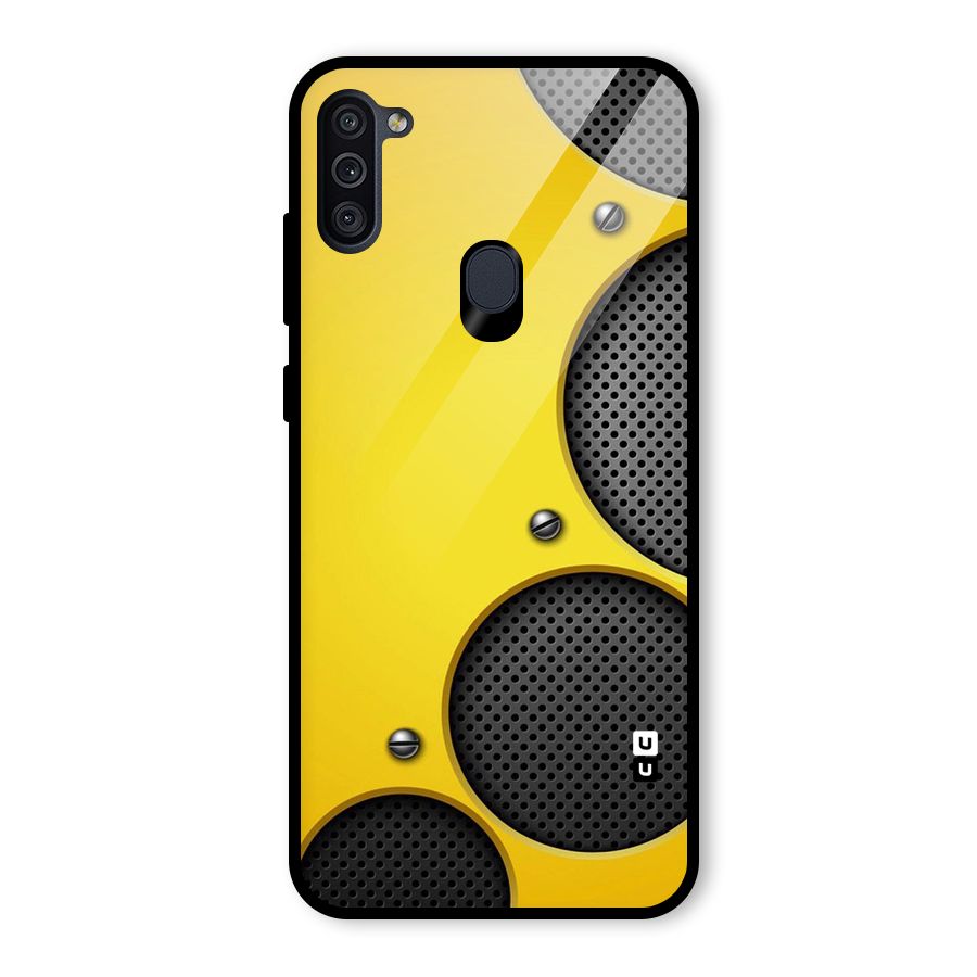 Black Net Yellow Glass Back Case for Galaxy M11