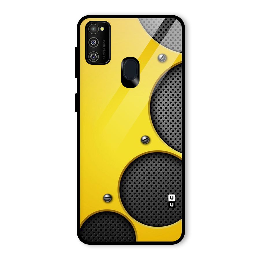 Black Net Yellow Glass Back Case for Galaxy M30s