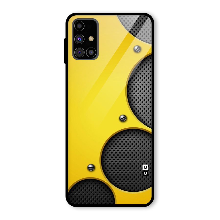 Black Net Yellow Glass Back Case for Galaxy M31s