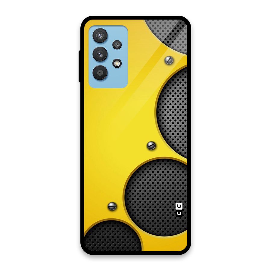 Black Net Yellow Glass Back Case for Galaxy M32 5G