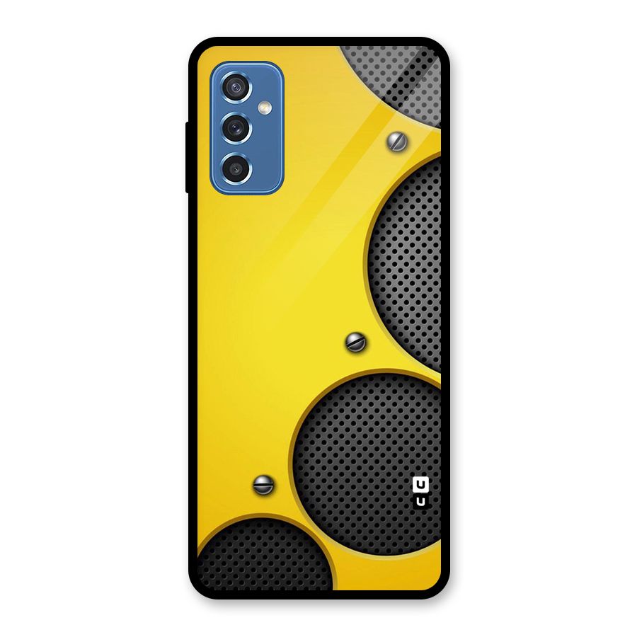 Black Net Yellow Glass Back Case for Galaxy M52 5G