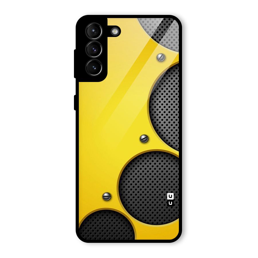 Black Net Yellow Glass Back Case for Galaxy S21 Plus