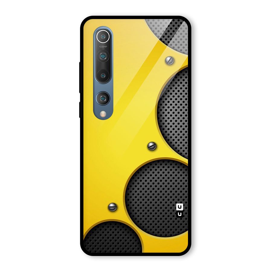 Black Net Yellow Glass Back Case for Mi 10