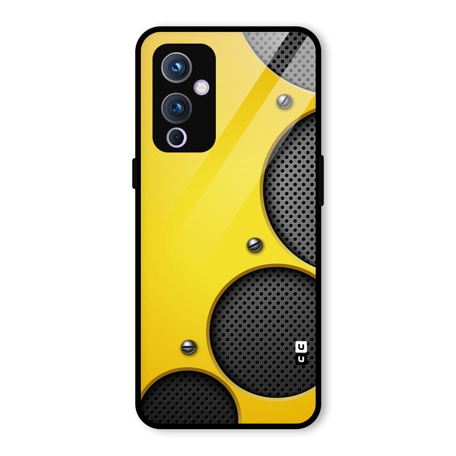 Black Net Yellow Glass Back Case for OnePlus 9