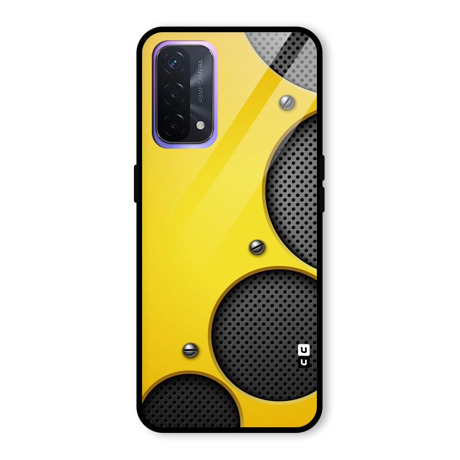 Black Net Yellow Glass Back Case for Oppo A74 5G